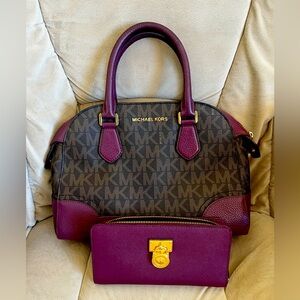Michael Kors purple bag with matching wallet